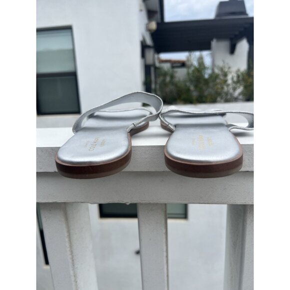 Cole Haan Findra Metallic Leather double-strap flat sandals silver 9.5 comfy - Picture 5 of 10